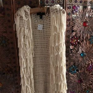 NWT Forever 21 Cream Fringe Vest